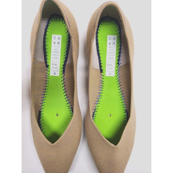 Rothy's Pointed Toe Flats 10 Beige Nude Camel OG Shoe Women - Picture 6 of 8